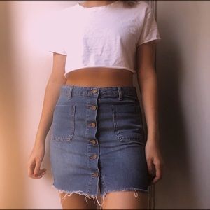 Button down mini denim skirt